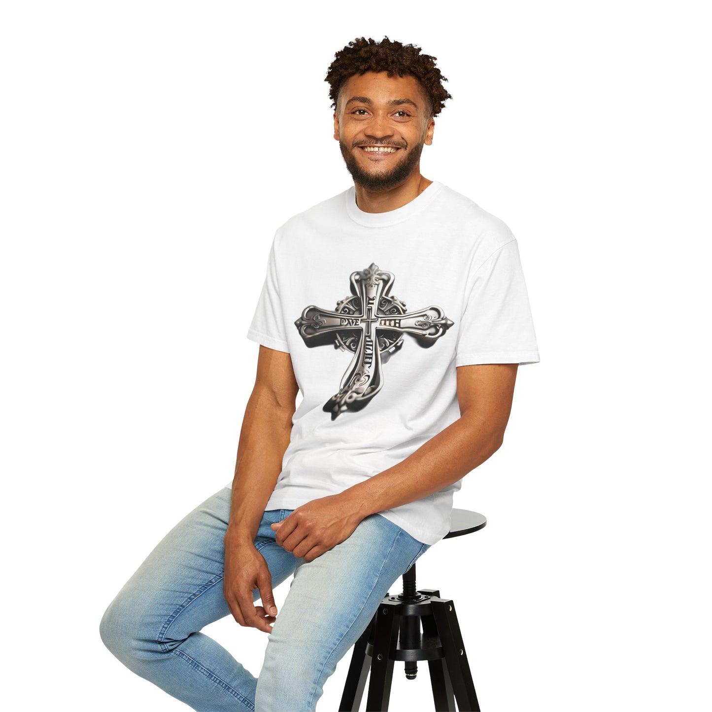 Silver Faith Cross T-shirt