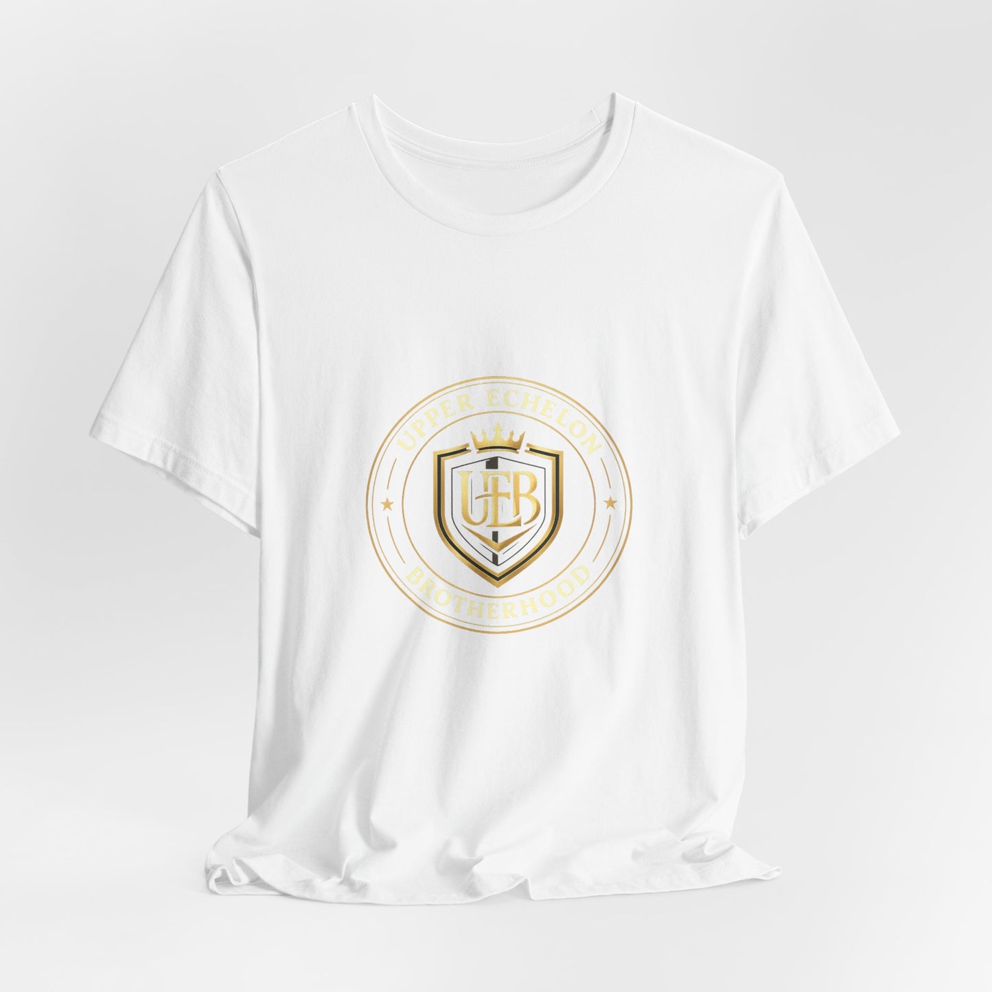 Gold Crest Shield Monogram T-Shirt — Elegant Logo Tee