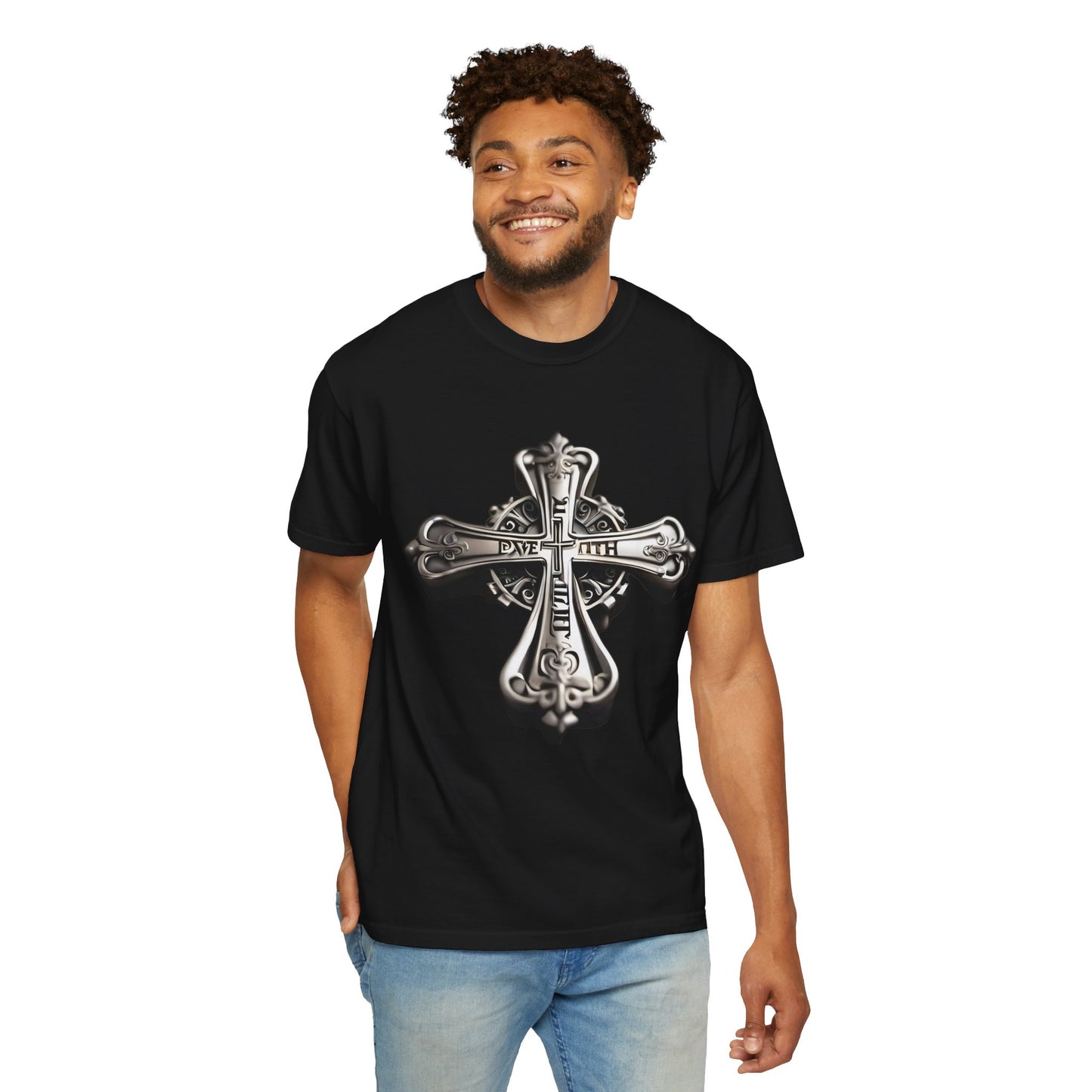Silver Faith Cross T-shirt