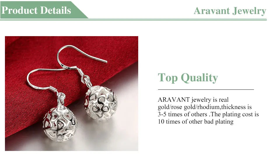 Aravant Silver Jewelry Sets Tassel Balls Drop Earrings Necklaces