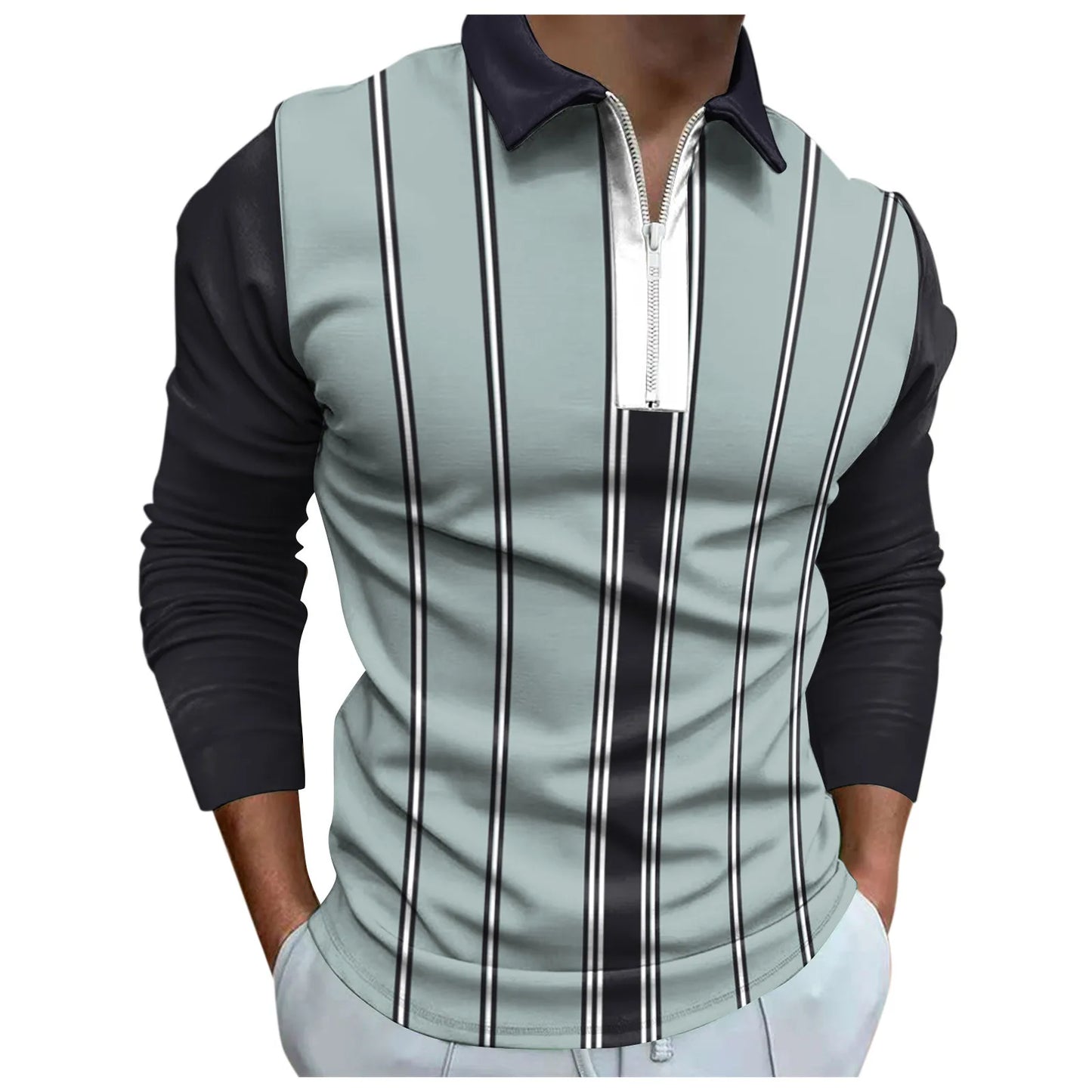 Men's Zipper Shirts Casual Long Sleeve