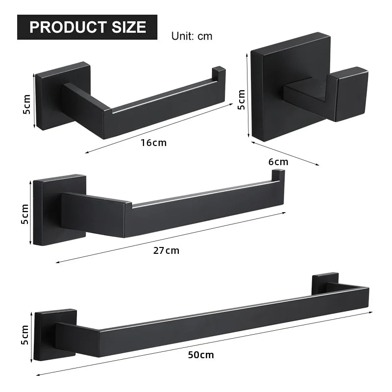 Bathroom Hardware Set Accessories Matt Black