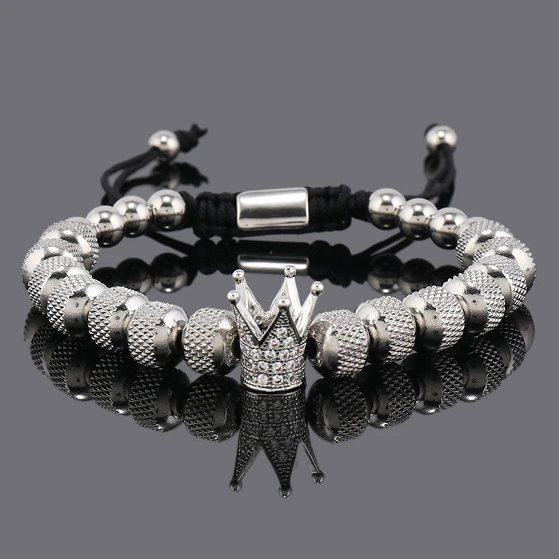 Luxury Crown Charms Stainless Steel Beads Bracelet - SavageBiz