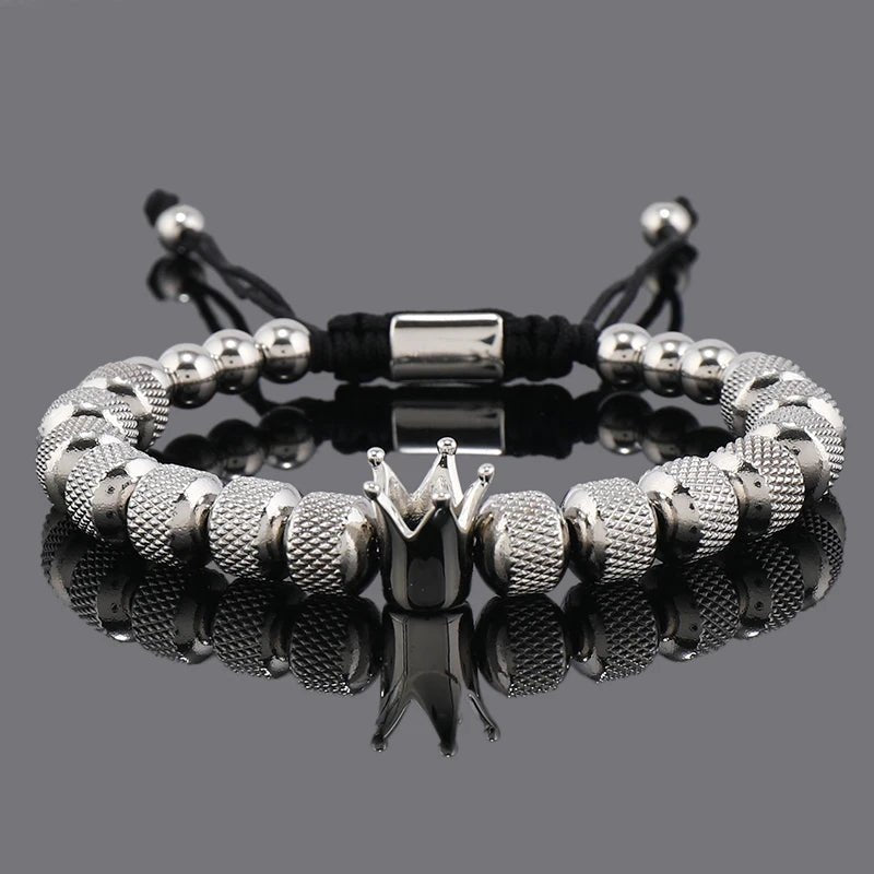 Luxury Crown Charms Stainless Steel Beads Bracelet - SavageBiz