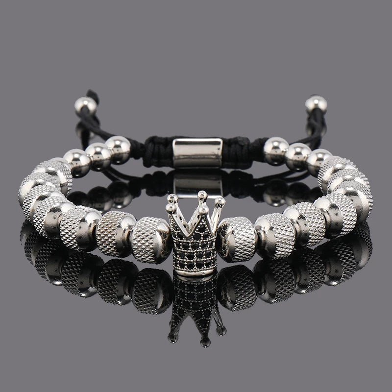 Luxury Crown Charms Stainless Steel Beads Bracelet - SavageBiz