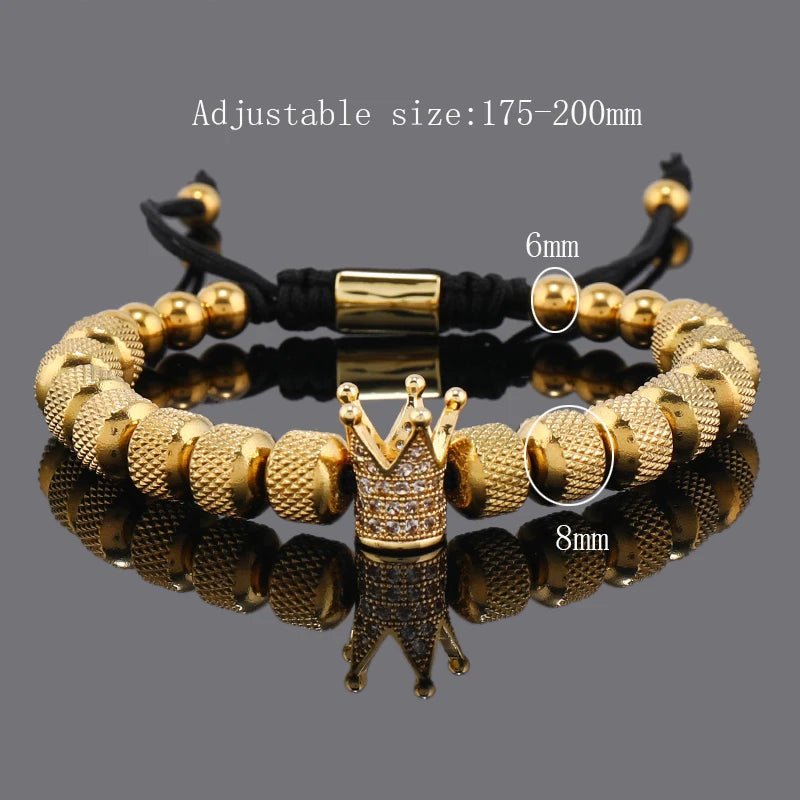 Luxury Crown Charms Stainless Steel Beads Bracelet - SavageBiz