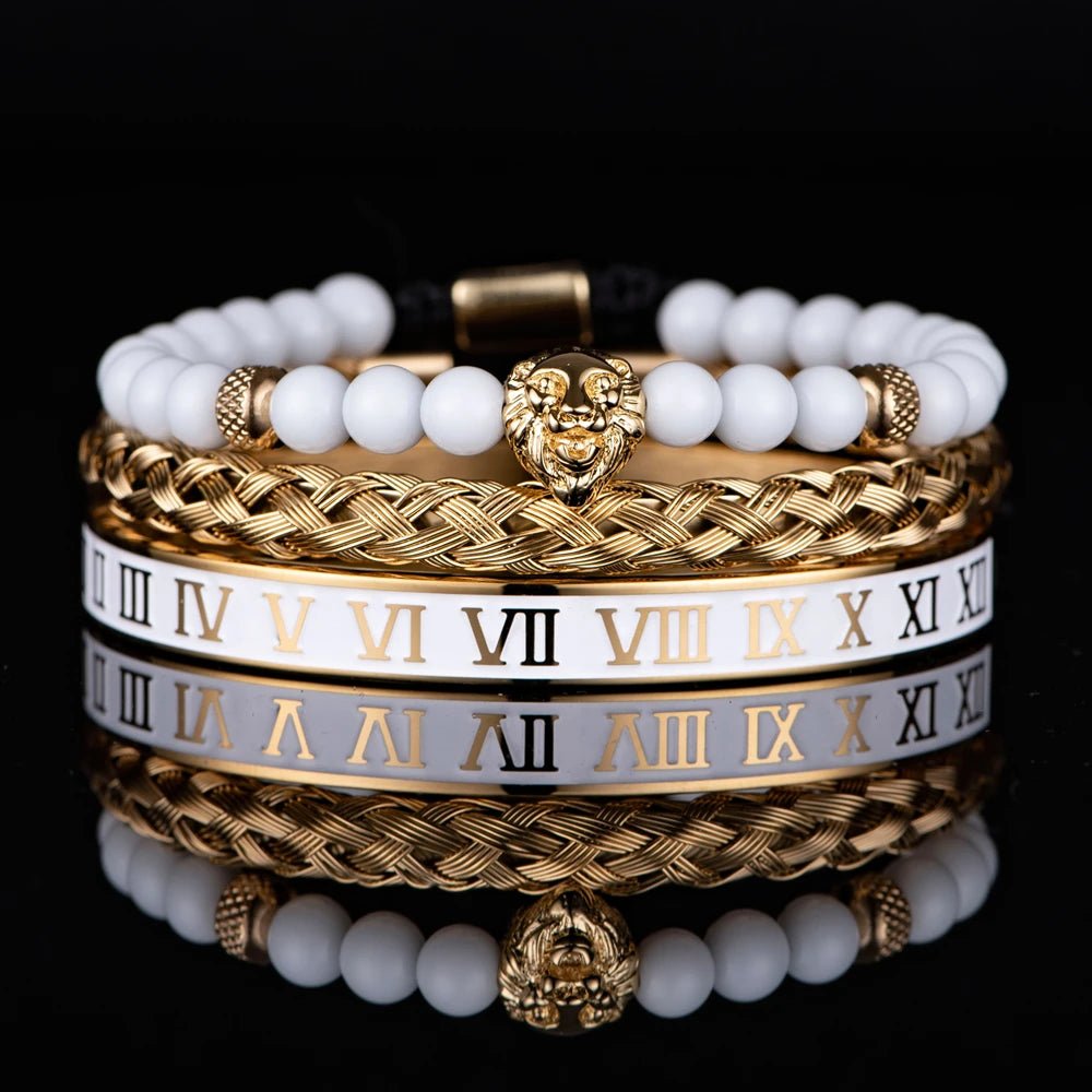 Luxury Set Crown Charm Gold Color Skull Bracelet - SavageBiz