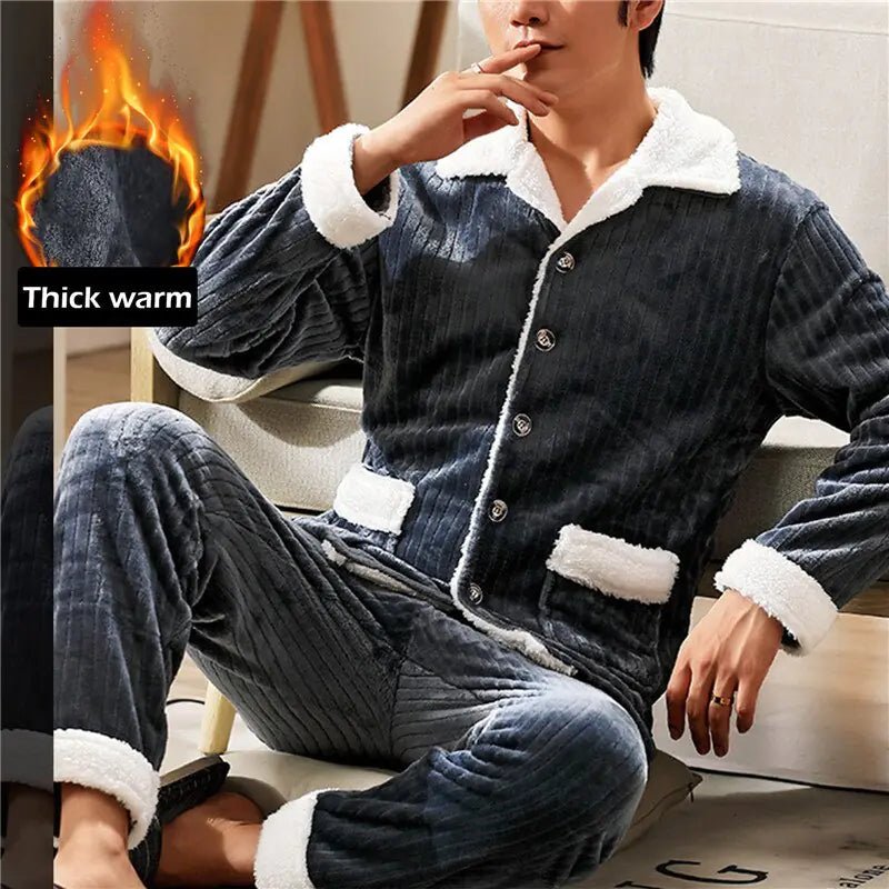 Mens Coral Fleece Sleepwear Pajamas - SavageBiz