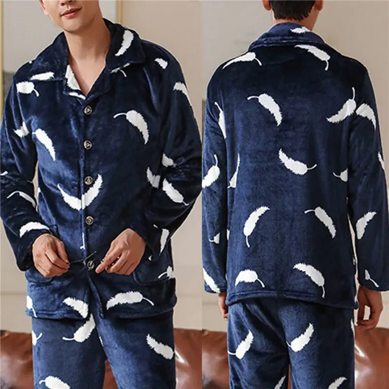 Mens Coral Fleece Sleepwear Pajamas - SavageBiz
