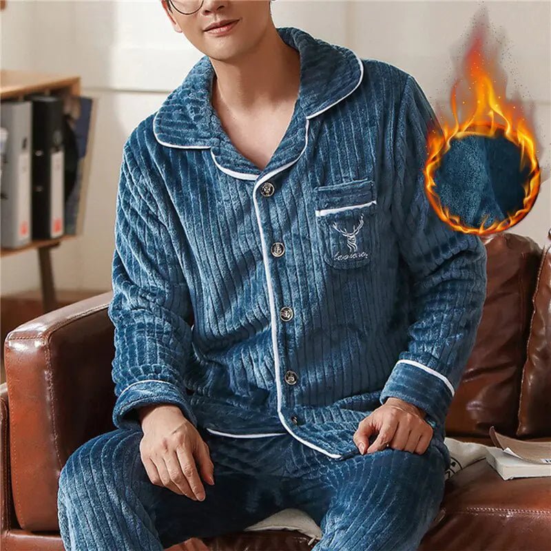 Mens Coral Fleece Sleepwear Pajamas - SavageBiz