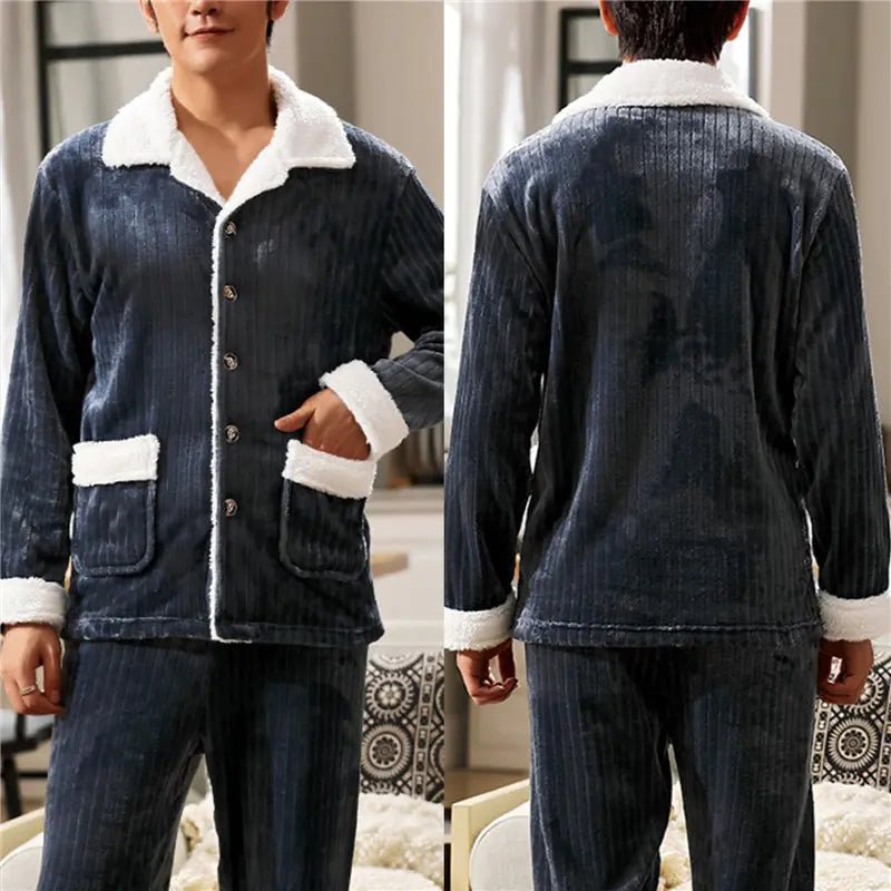 Mens Coral Fleece Sleepwear Pajamas - SavageBiz