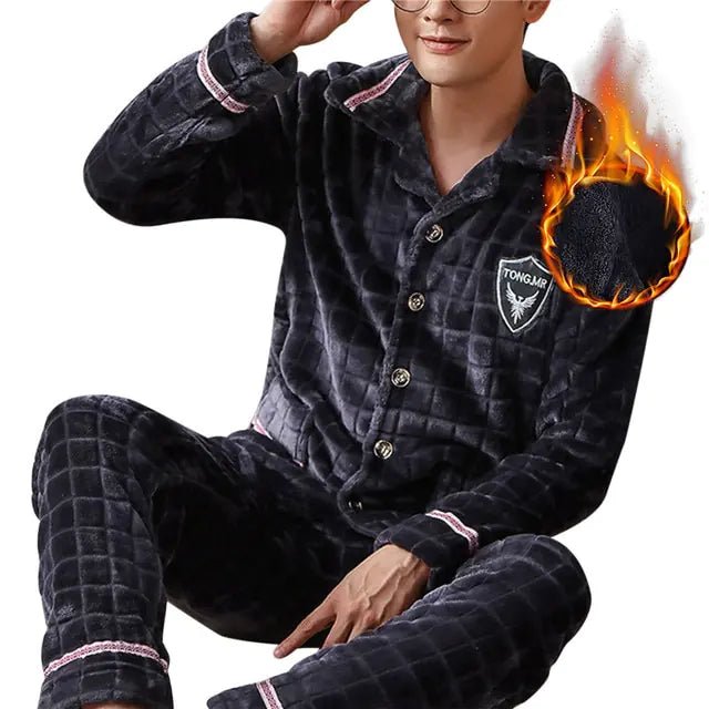 Mens Coral Fleece Sleepwear Pajamas - SavageBiz