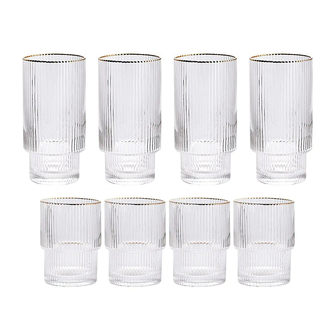 Stackable Gold Rim Ripple Drinking Glass - SavageBiz