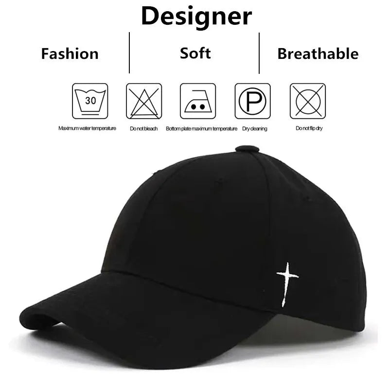 Unisex Simple Cross Water Drop Embroidery Baseball Cap - SavageBiz