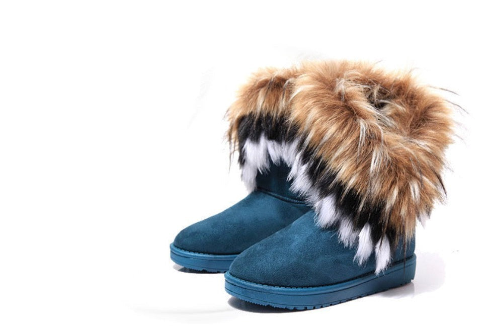 Women's Fox Fur Snow Boots