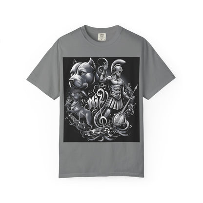 Spartan & Pitbull Graphic T-Shirt — Musical Warrior Tattoo-Style Tee