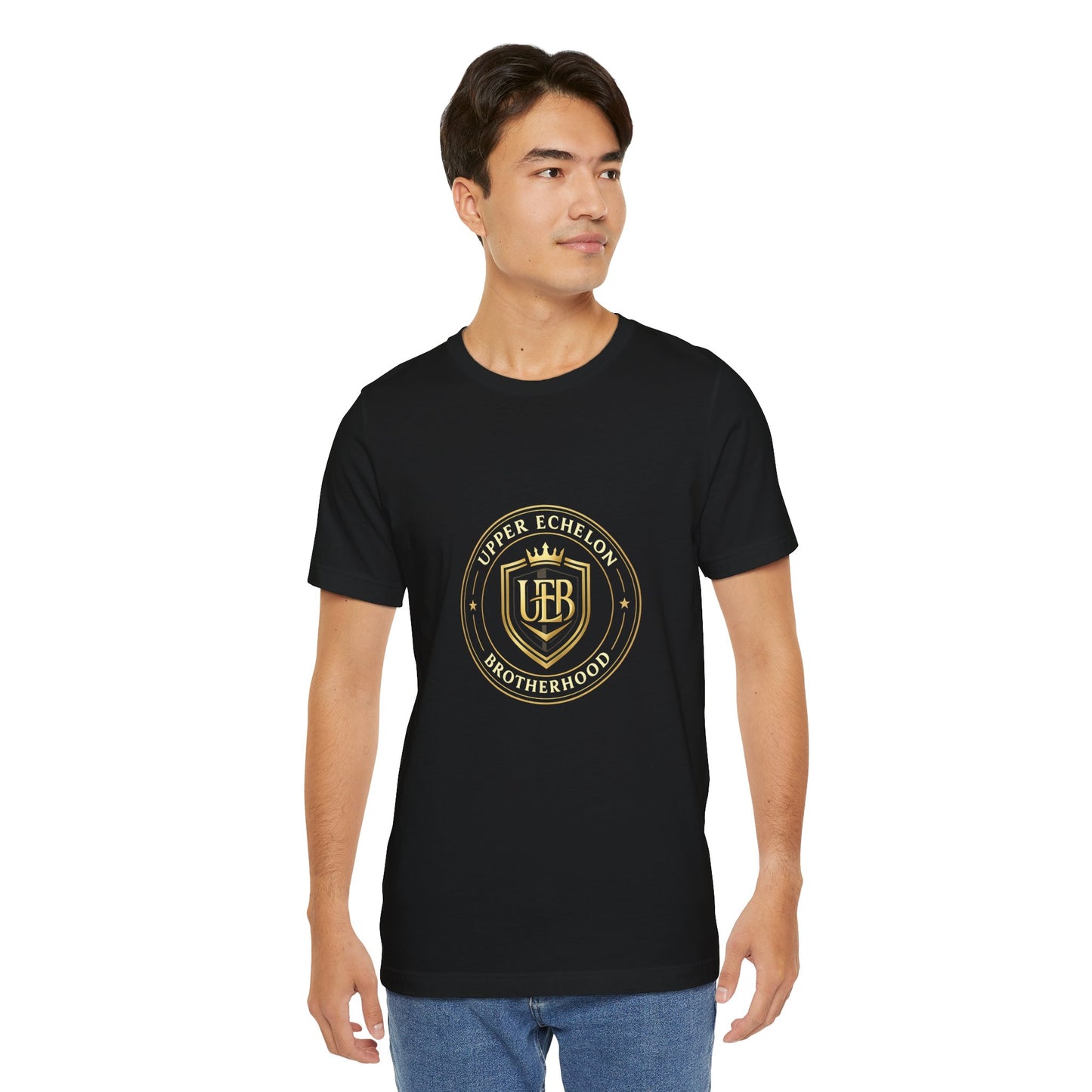 Gold Crest Shield Monogram T-Shirt — Elegant Logo Tee