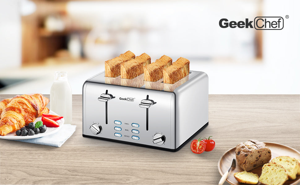 The Geek Chef Stainless Steel Extra-Wide Slot Toaster