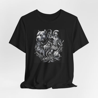 Spartan & Pitbull Musical Warrior Tattoo T-Shirt