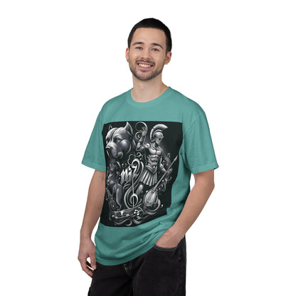 Spartan & Pitbull Graphic T-Shirt — Musical Warrior Tattoo-Style Tee