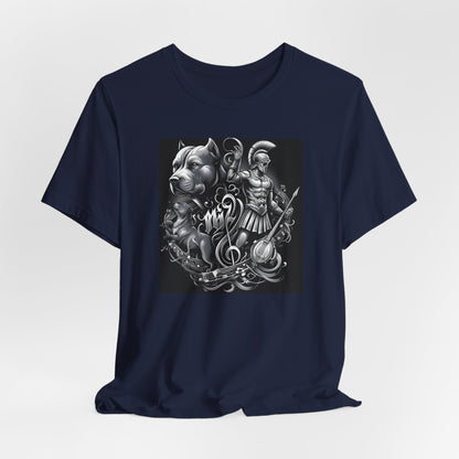 Spartan & Pitbull Musical Warrior Tattoo T-Shirt