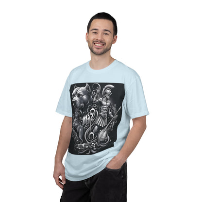 Spartan & Pitbull Graphic T-Shirt — Musical Warrior Tattoo-Style Tee