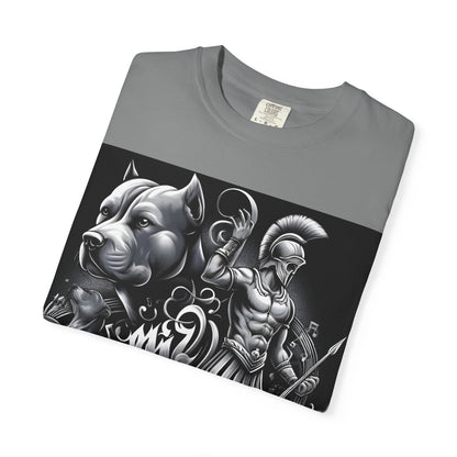 Spartan & Pitbull Graphic T-Shirt — Musical Warrior Tattoo-Style Tee
