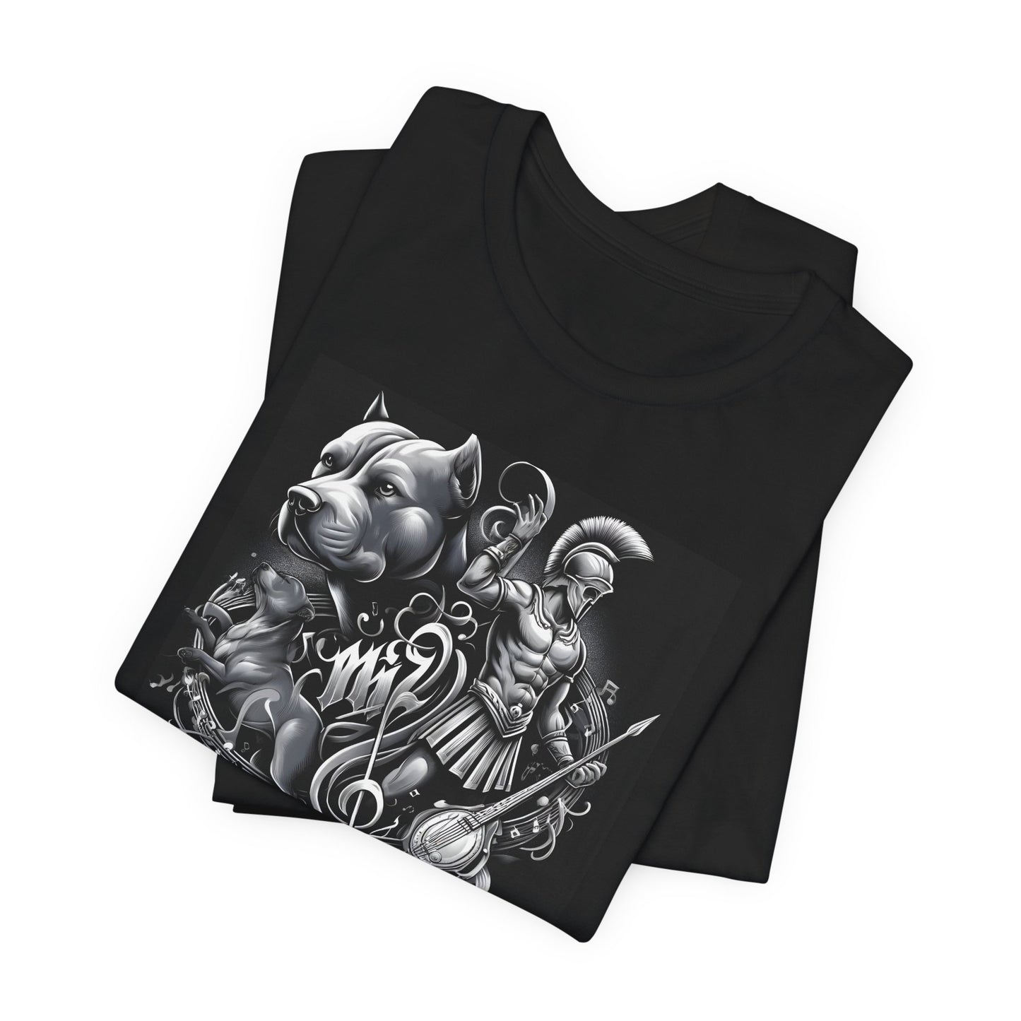 Spartan & Pitbull Musical Warrior Tattoo T-Shirt