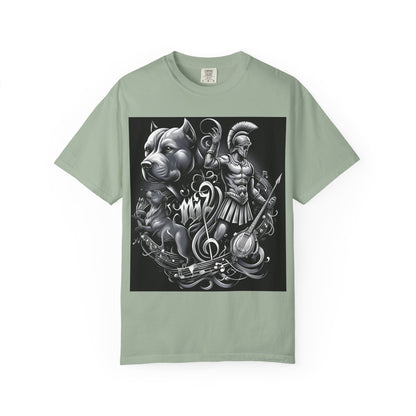 Spartan & Pitbull Graphic T-Shirt — Musical Warrior Tattoo-Style Tee