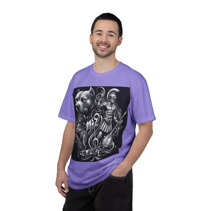 Spartan & Pitbull Graphic T-Shirt — Musical Warrior Tattoo-Style Tee