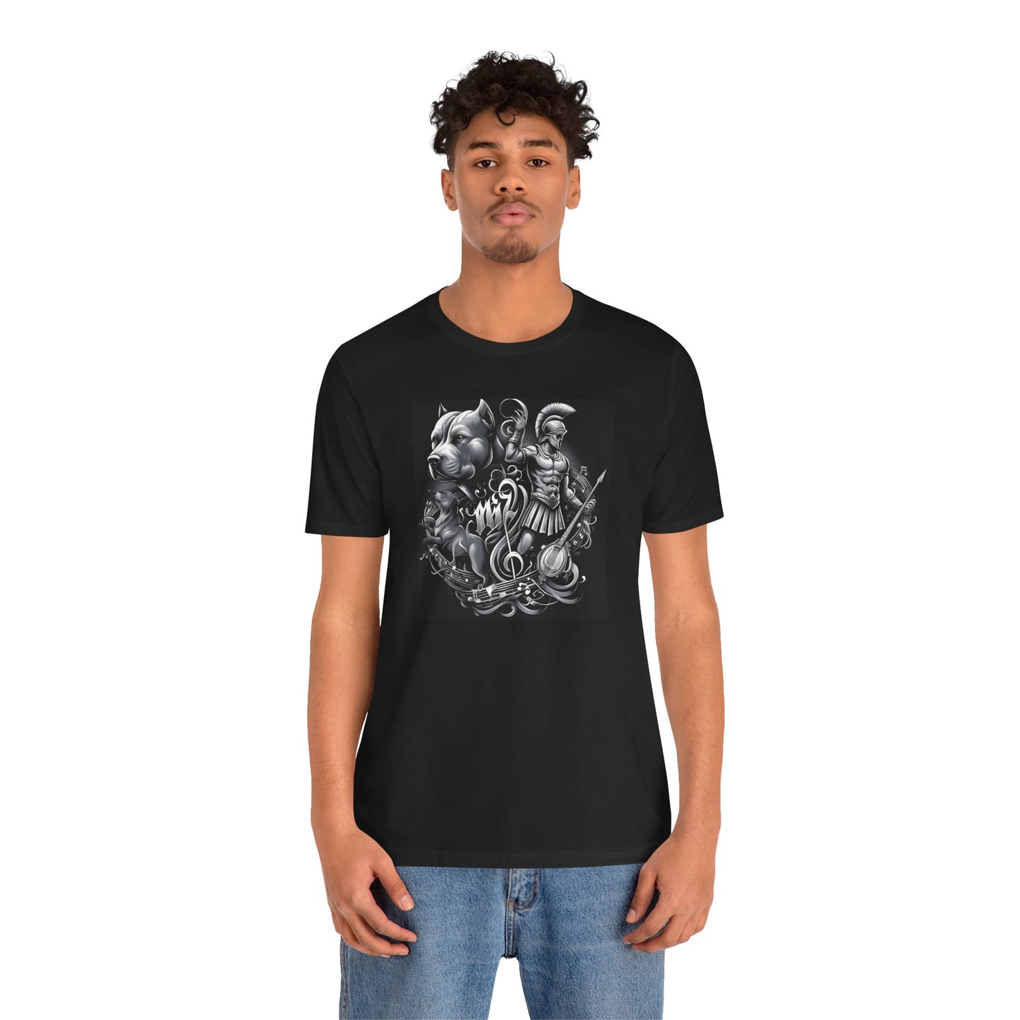 Spartan & Pitbull Musical Warrior Tattoo T-Shirt