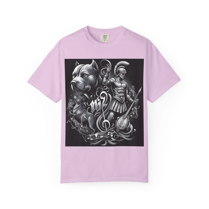 Spartan & Pitbull Graphic T-Shirt — Musical Warrior Tattoo-Style Tee