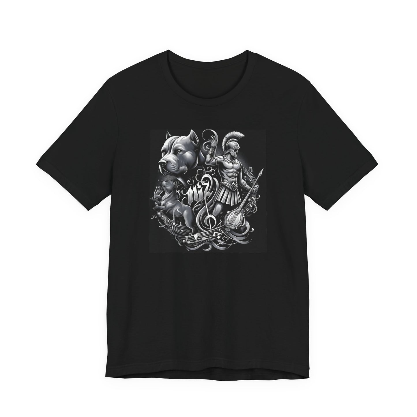 Spartan & Pitbull Musical Warrior Tattoo T-Shirt