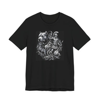 Spartan & Pitbull Musical Warrior Tattoo T-Shirt
