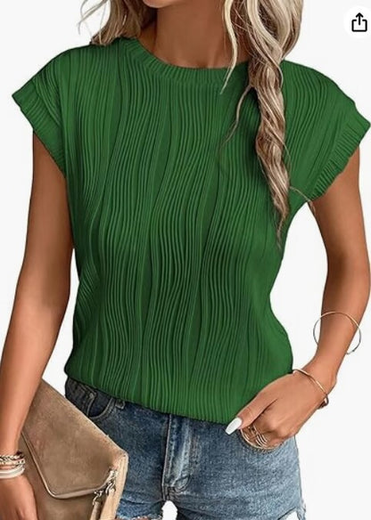 Women's Fashion Top Round Neck Super Short Sleeve Solid Color Summer T-shirt