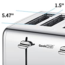 The Geek Chef Stainless Steel Extra-Wide Slot Toaster