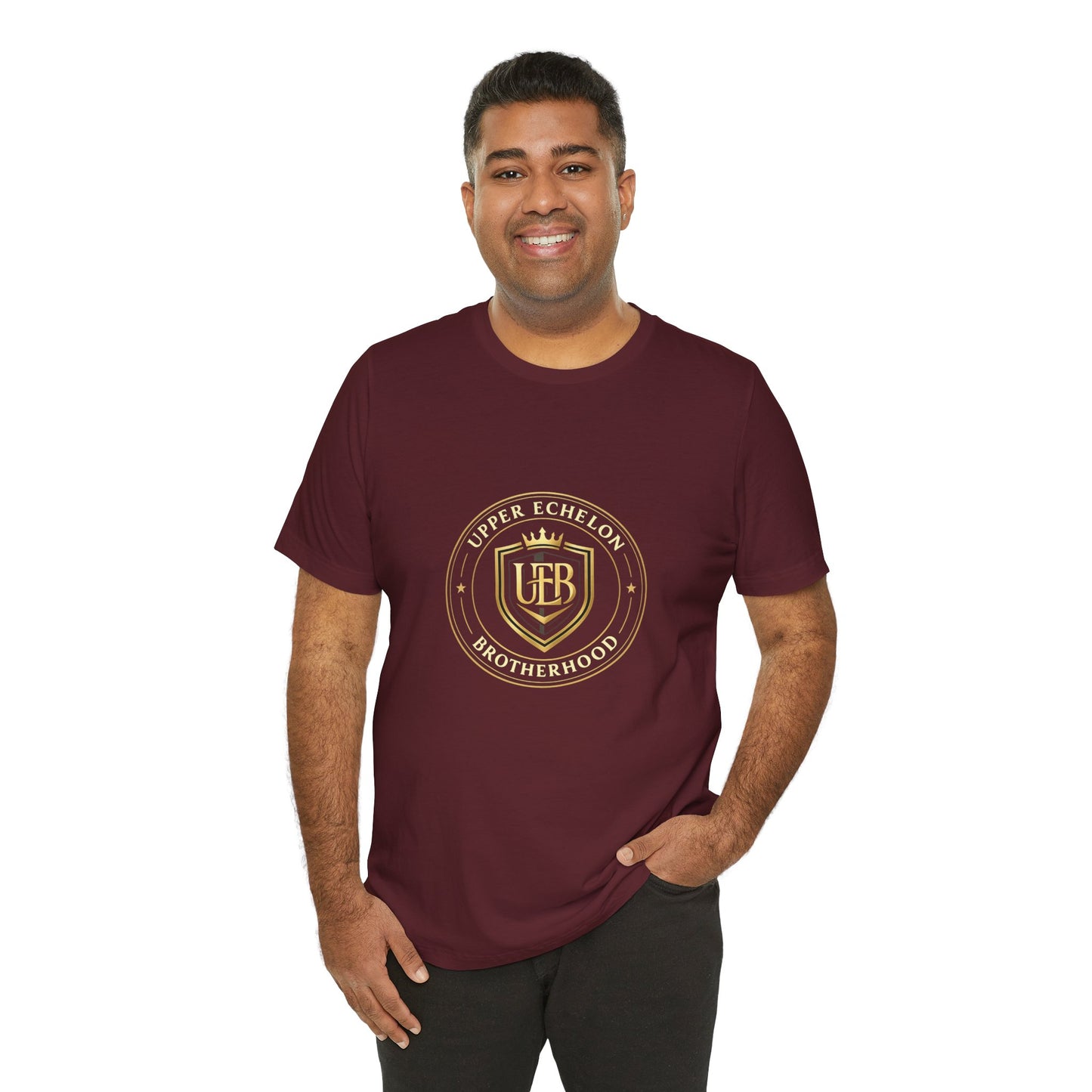 Gold Crest Shield Monogram T-Shirt — Elegant Logo Tee