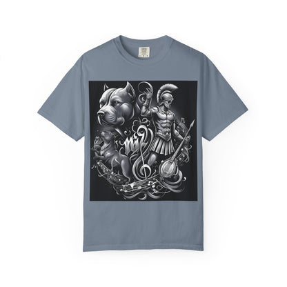 Spartan & Pitbull Graphic T-Shirt — Musical Warrior Tattoo-Style Tee