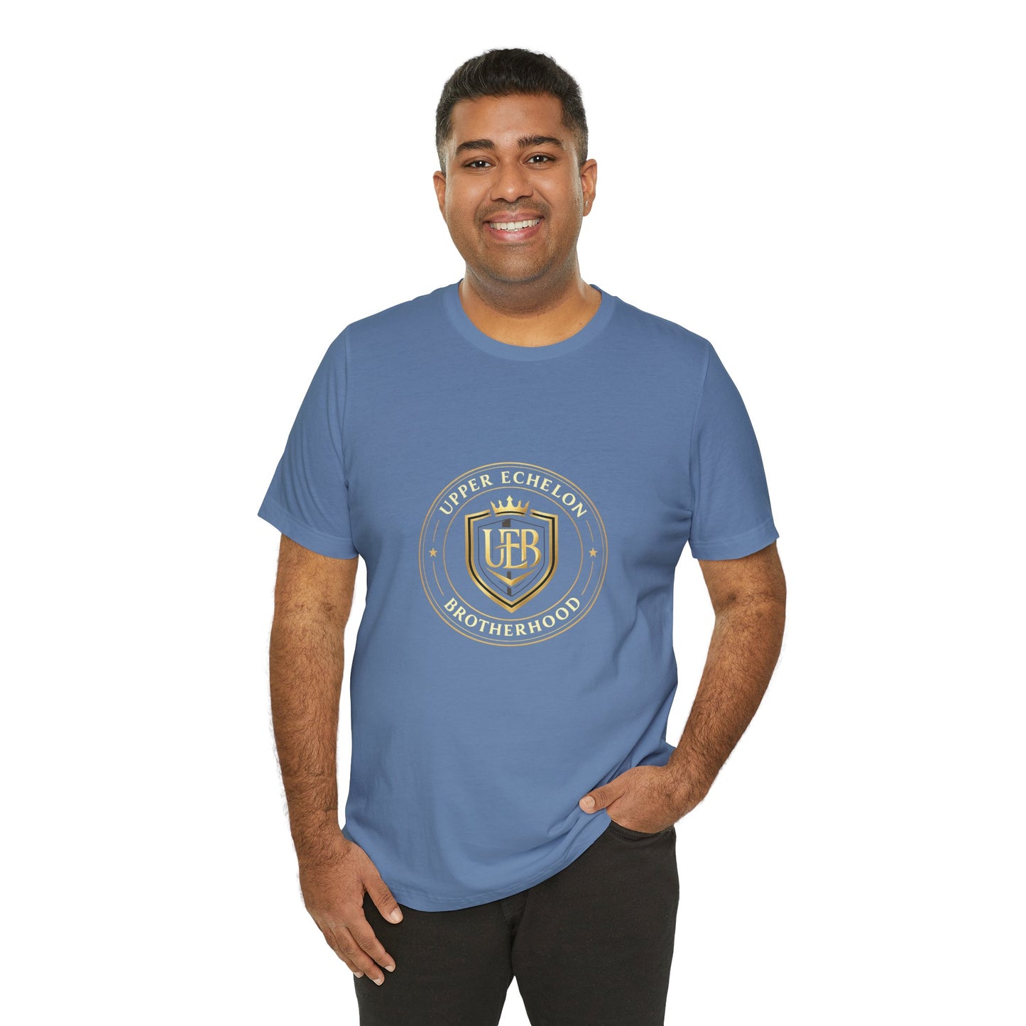 Gold Crest Shield Monogram T-Shirt — Elegant Logo Tee
