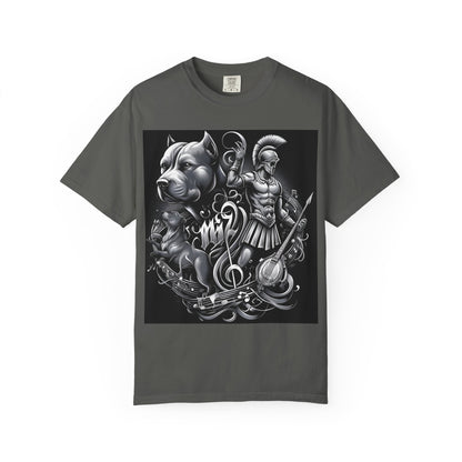 Spartan & Pitbull Graphic T-Shirt — Musical Warrior Tattoo-Style Tee