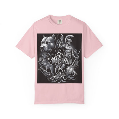 Spartan & Pitbull Graphic T-Shirt — Musical Warrior Tattoo-Style Tee