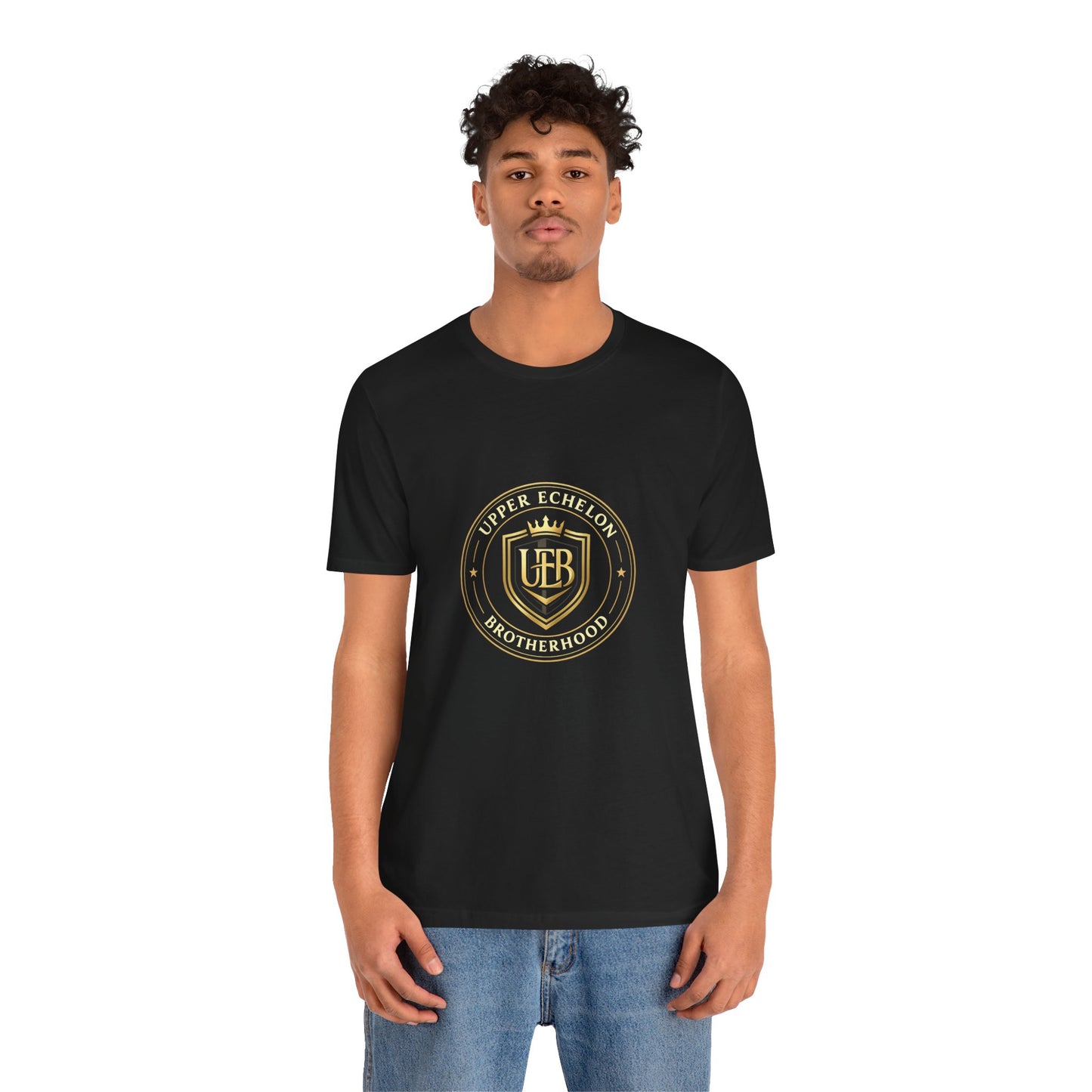 Gold Crest Shield Monogram T-Shirt — Elegant Logo Tee