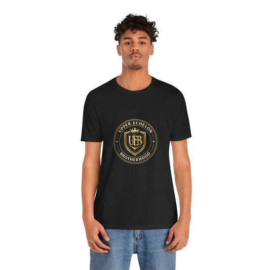 Gold Crest Shield Monogram T-Shirt — Elegant Logo Tee