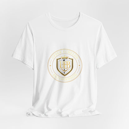 Gold Crest Shield Monogram T-Shirt — Elegant Logo Tee