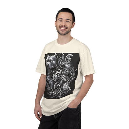 Spartan & Pitbull Graphic T-Shirt — Musical Warrior Tattoo-Style Tee
