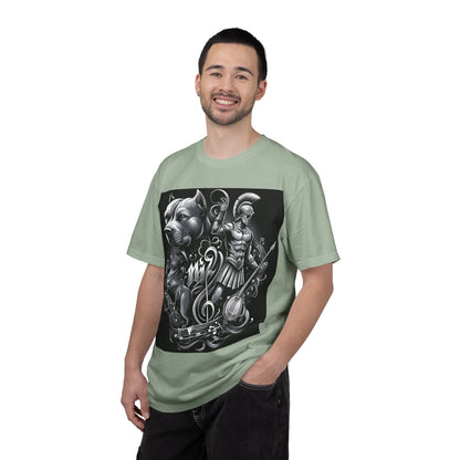 Spartan & Pitbull Graphic T-Shirt — Musical Warrior Tattoo-Style Tee