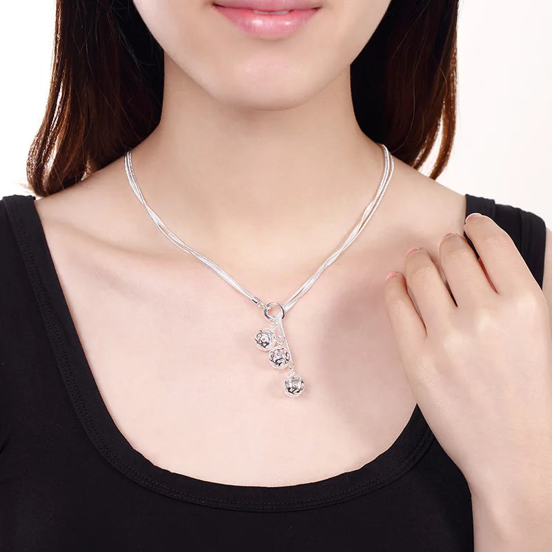 Aravant Silver Jewelry Sets Tassel Balls Drop Earrings Necklaces