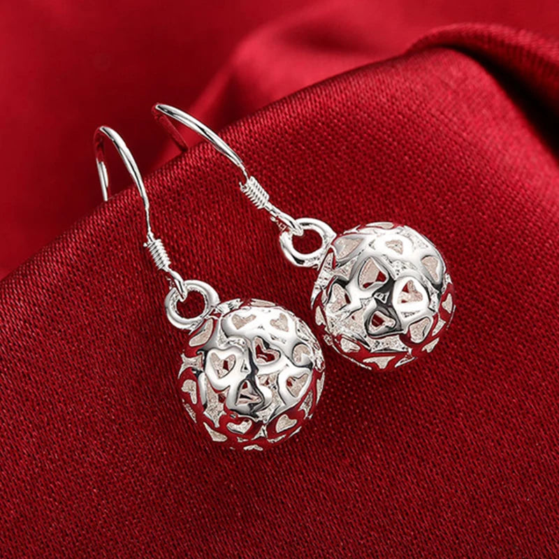 Aravant Silver Jewelry Sets Tassel Balls Drop Earrings Necklaces