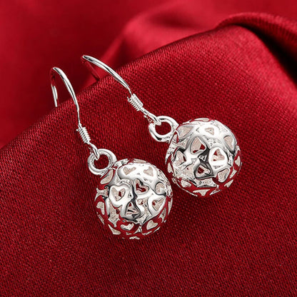 Aravant Silver Jewelry Sets Tassel Balls Drop Earrings Necklaces
