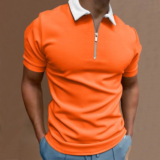 Men's Slim Fit Solid Orange Polo Shirt